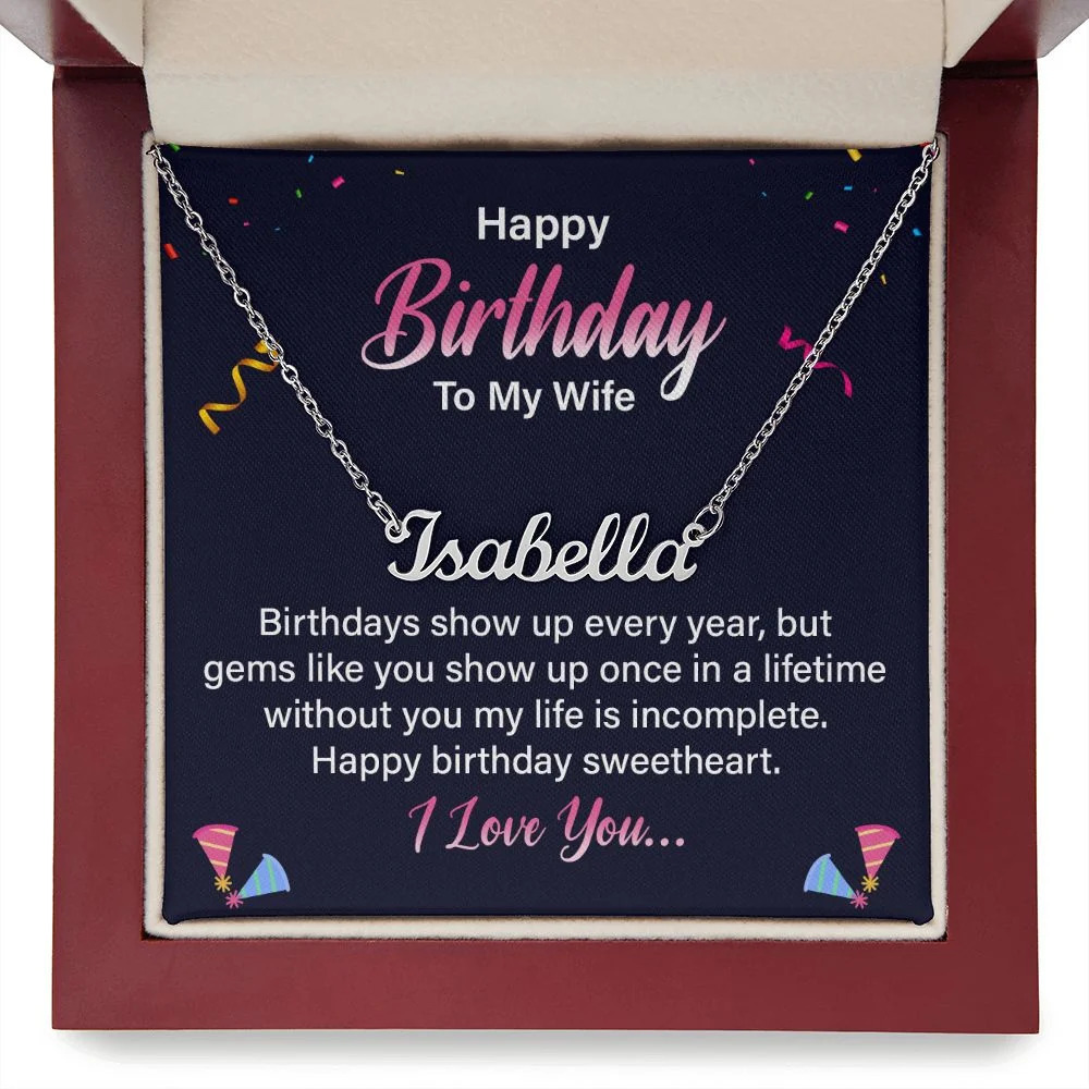 To My Wife Birthday Message Gem Like You Personalized Name Necklace Stainless